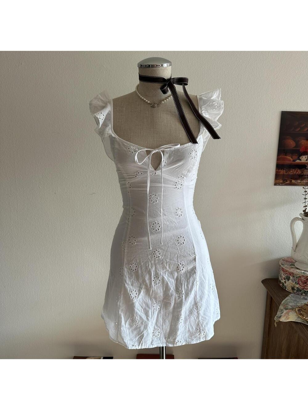 Princess Polly Besiana white ruffle sleeve mini dress